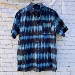 A.P.C. Shirt Ross Tie Dye Button Up Short Sleeve Cotton Blue Medium Classic